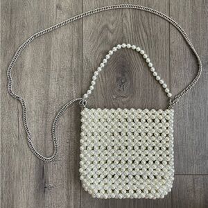 Pearl and Rhinestone Evening Bag with Chain Crossbody New with Tags